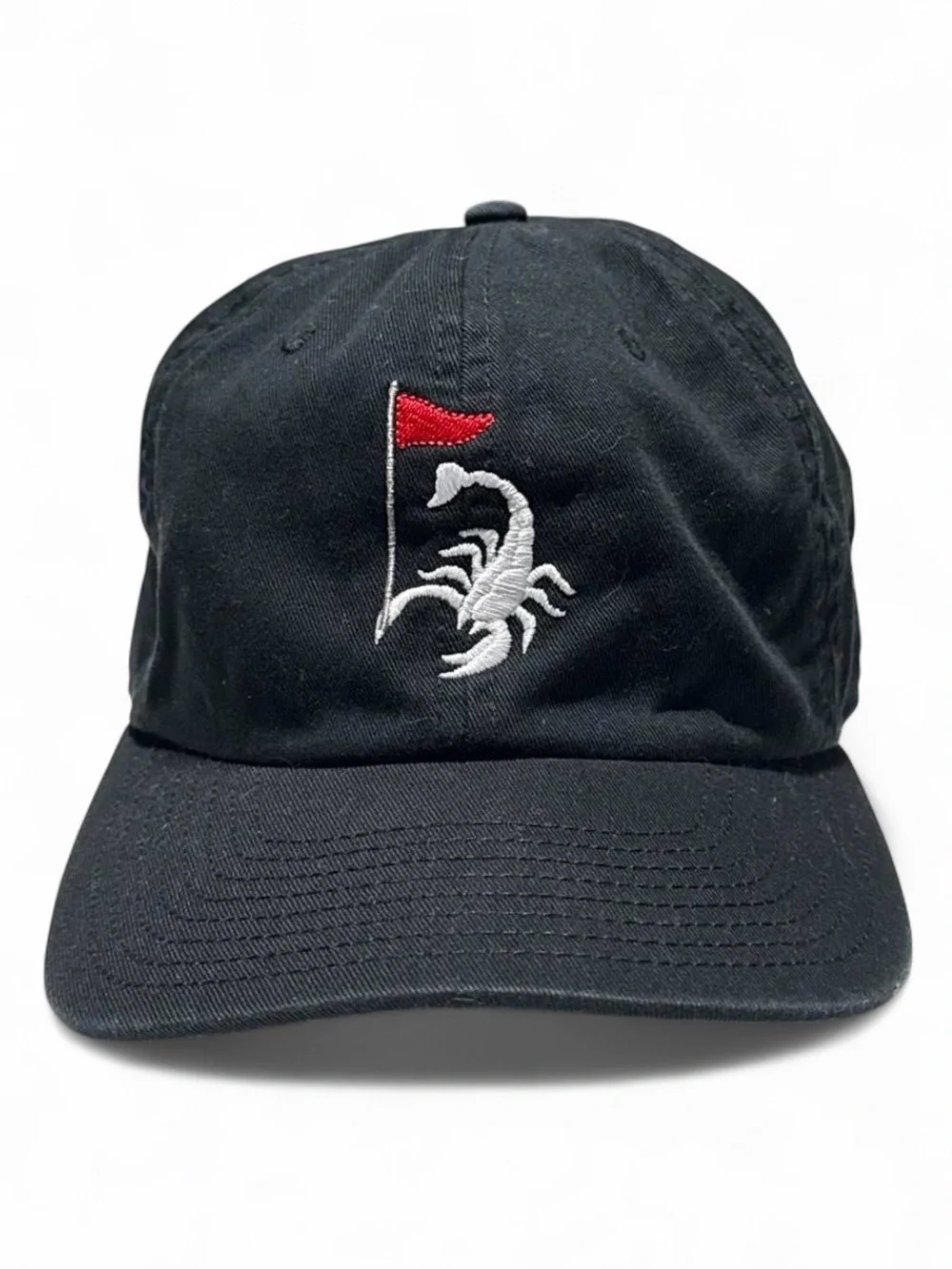 Gente Fina Golf Scorpion Flag Black Embroidered Strapback Cap Adjustable Dad Hat